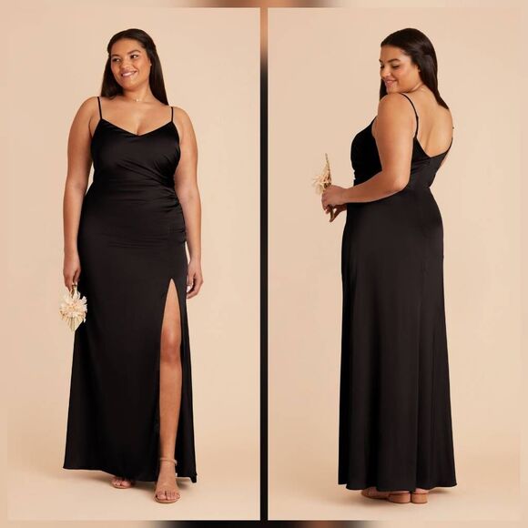 Birdy Grey Catherine Satin Leg Slit Ruched Side Bridesmaid Wedding Guest Maxi Dr - Picture 1 of 8